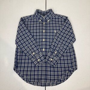 Ralph Lauren Button Down Shirt Long Sleeves Blue Plaid Boy’s Size 4